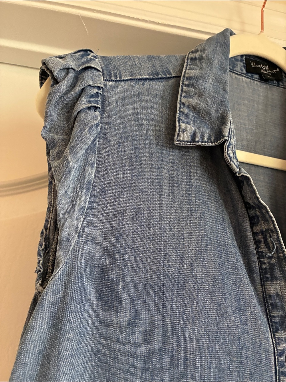 Coastal Cowgirl Chambray Ruffle Denim Dress Boho - Picture 4 of 9